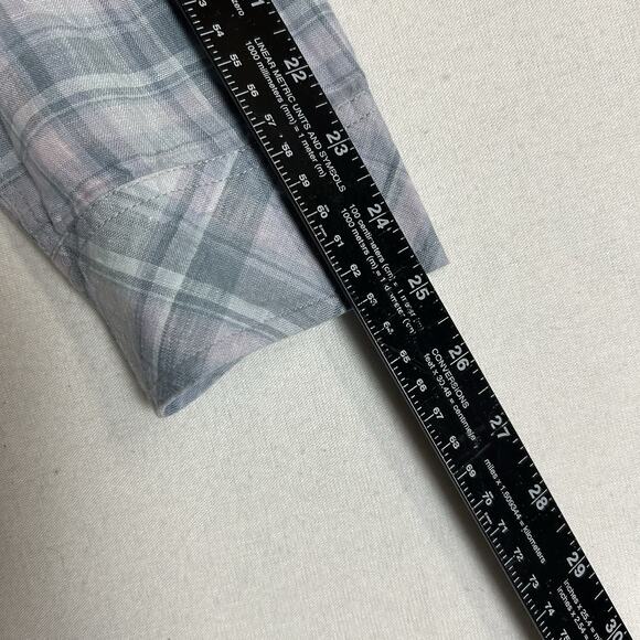 Rails Long Sleeve Button Up 100% Linen Shirt Mens Medium Blue Plaid Havana Jewel - Picture 13 of 14